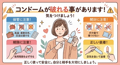 コンドームの使用方法の注意書き