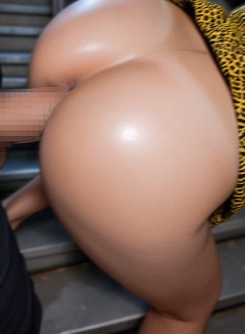 非常階段でバックでSEX